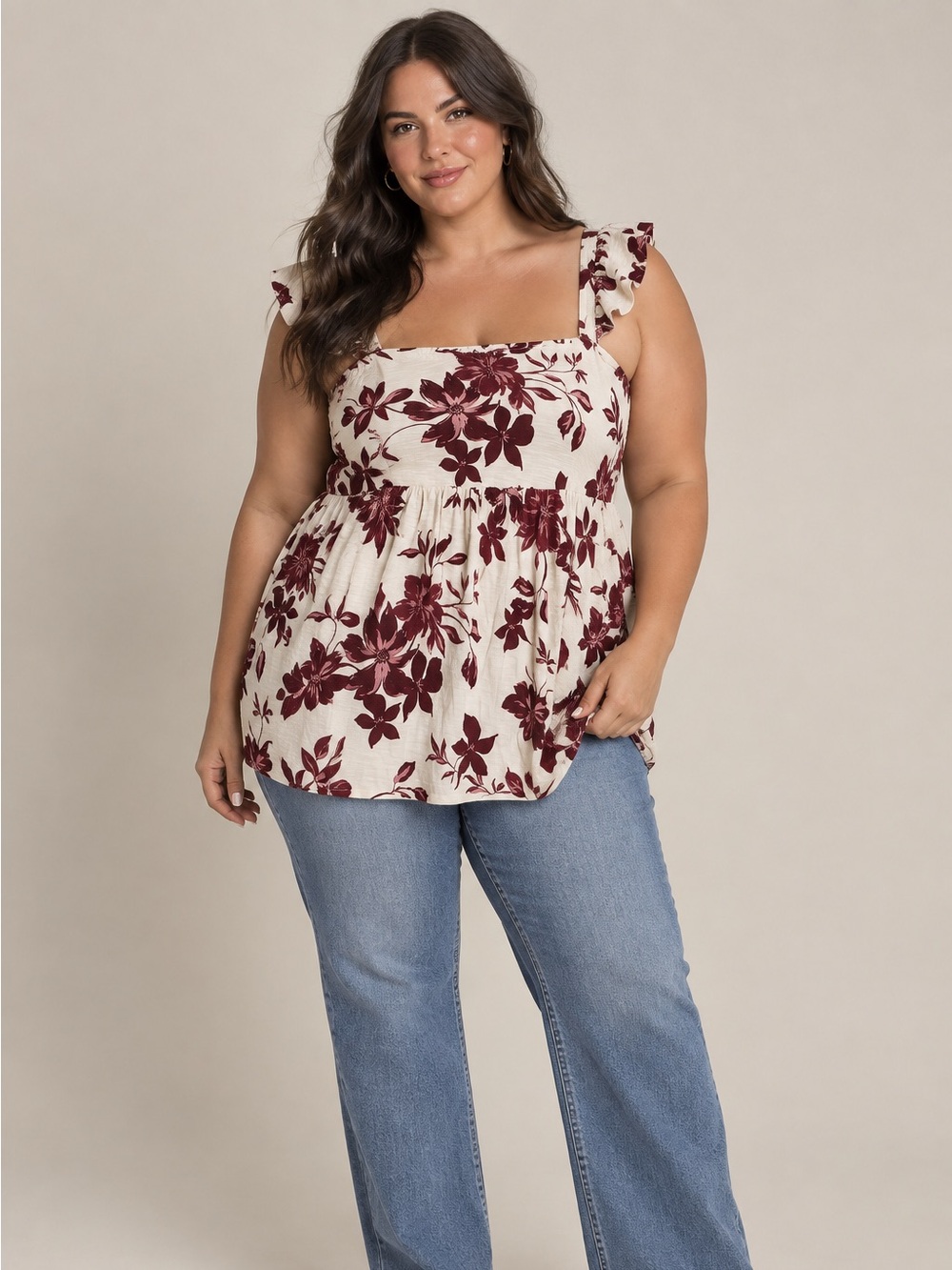 TORRID • floral baby doll top with ruffle shoulder detail